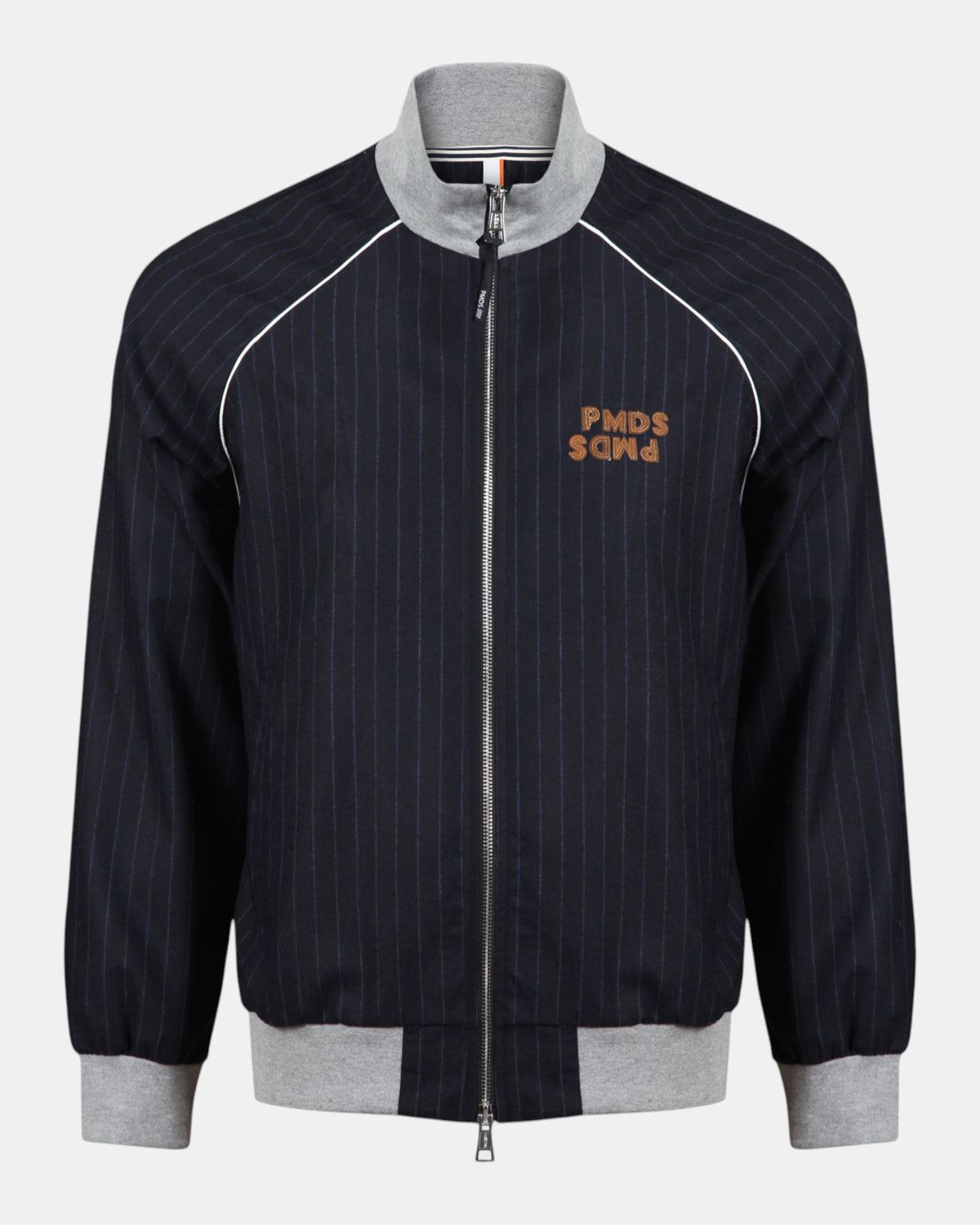 PMDS Ilan – Felpa full zip in misto lana gessato Blu