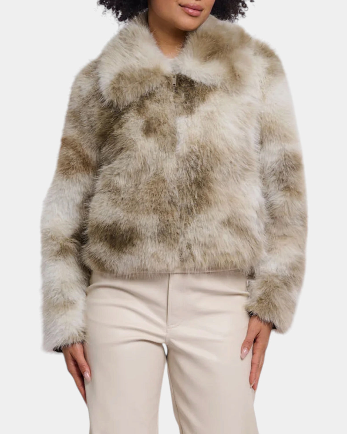 Rino & Pelle Amine – Giacca in ecopelliccia bicolore Beige/Verde