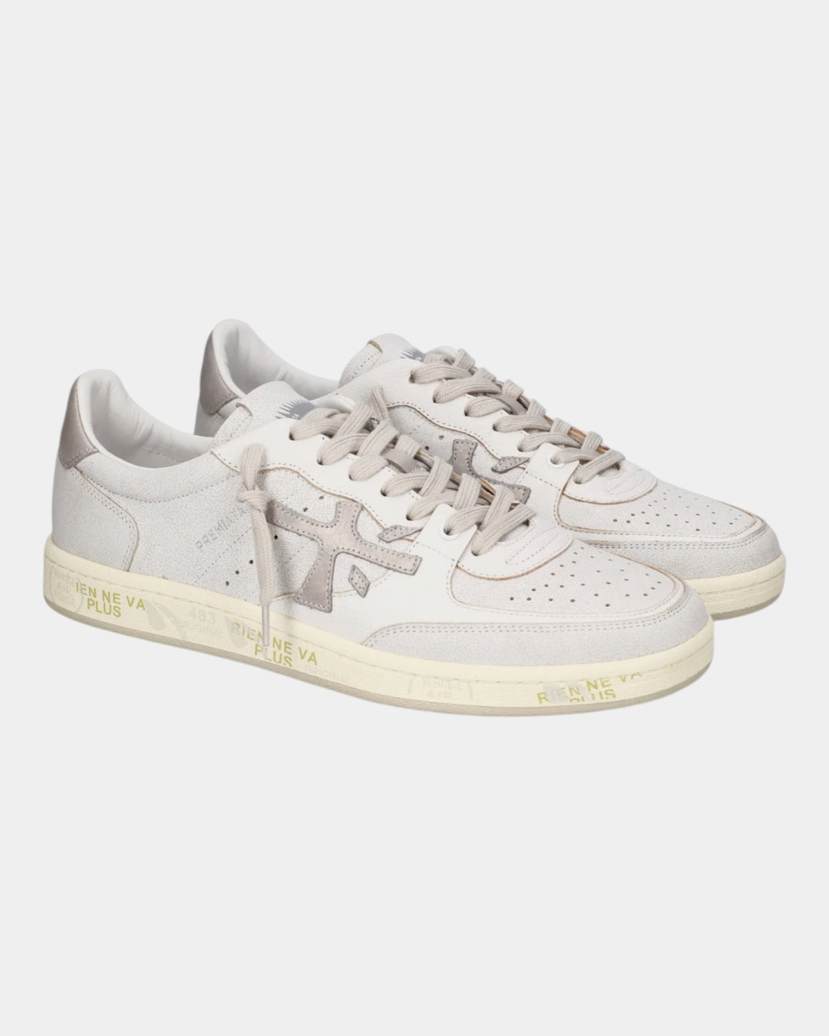 Premiata Bskt Clayd 8447 – Sneaker in pelle e suede Bianco/Beige