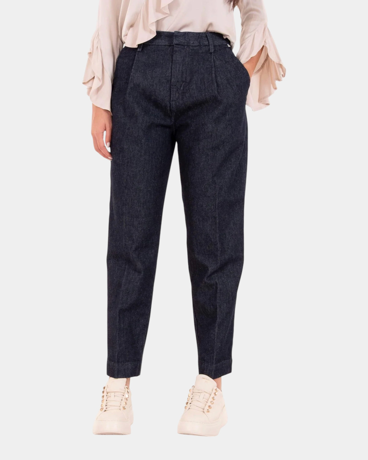 Roy Roger's Maemi – Pantalone chino in denim con pinces Blu