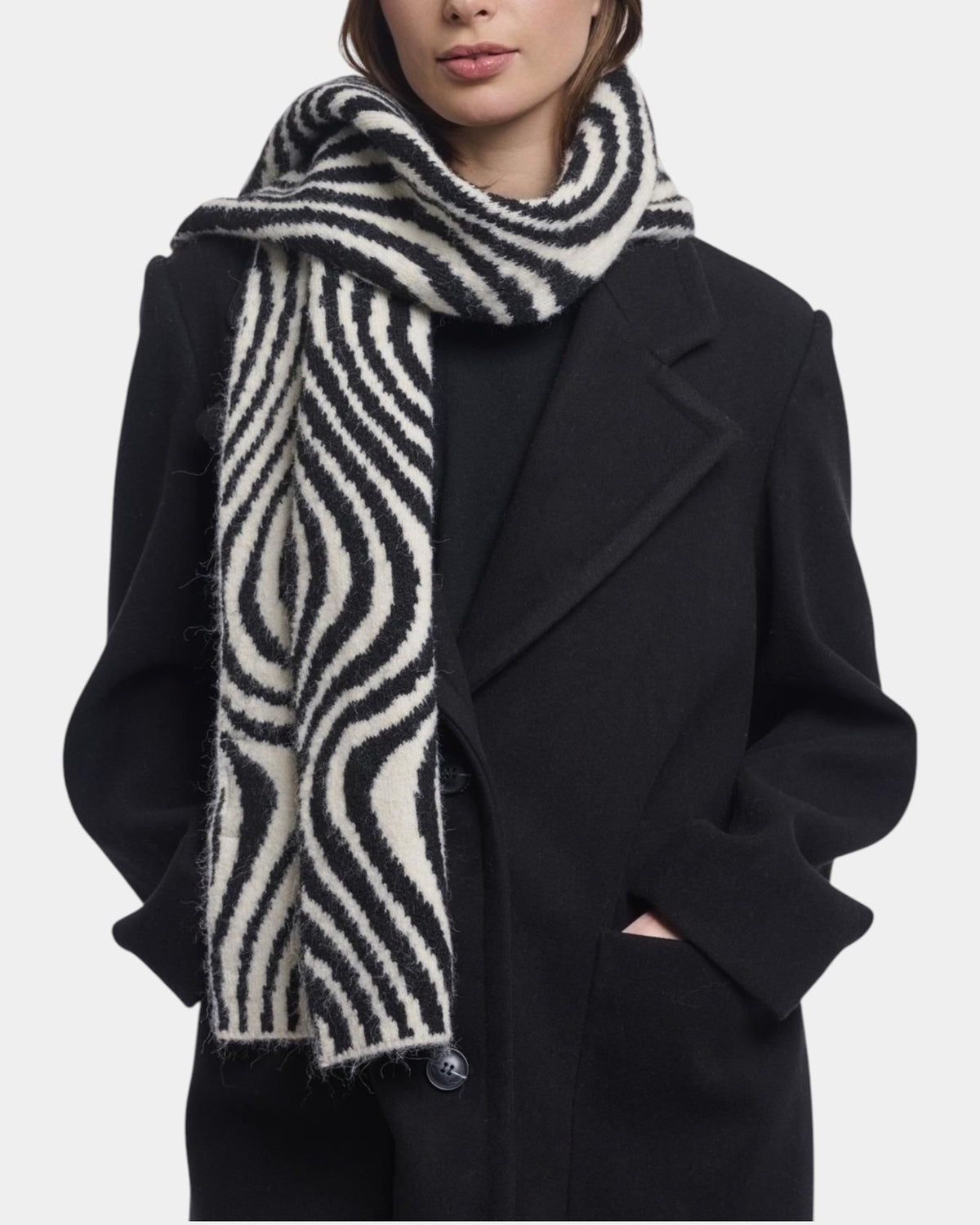 Rino & Pelle Catherina – Sciarpa zebrata Beige/Nero