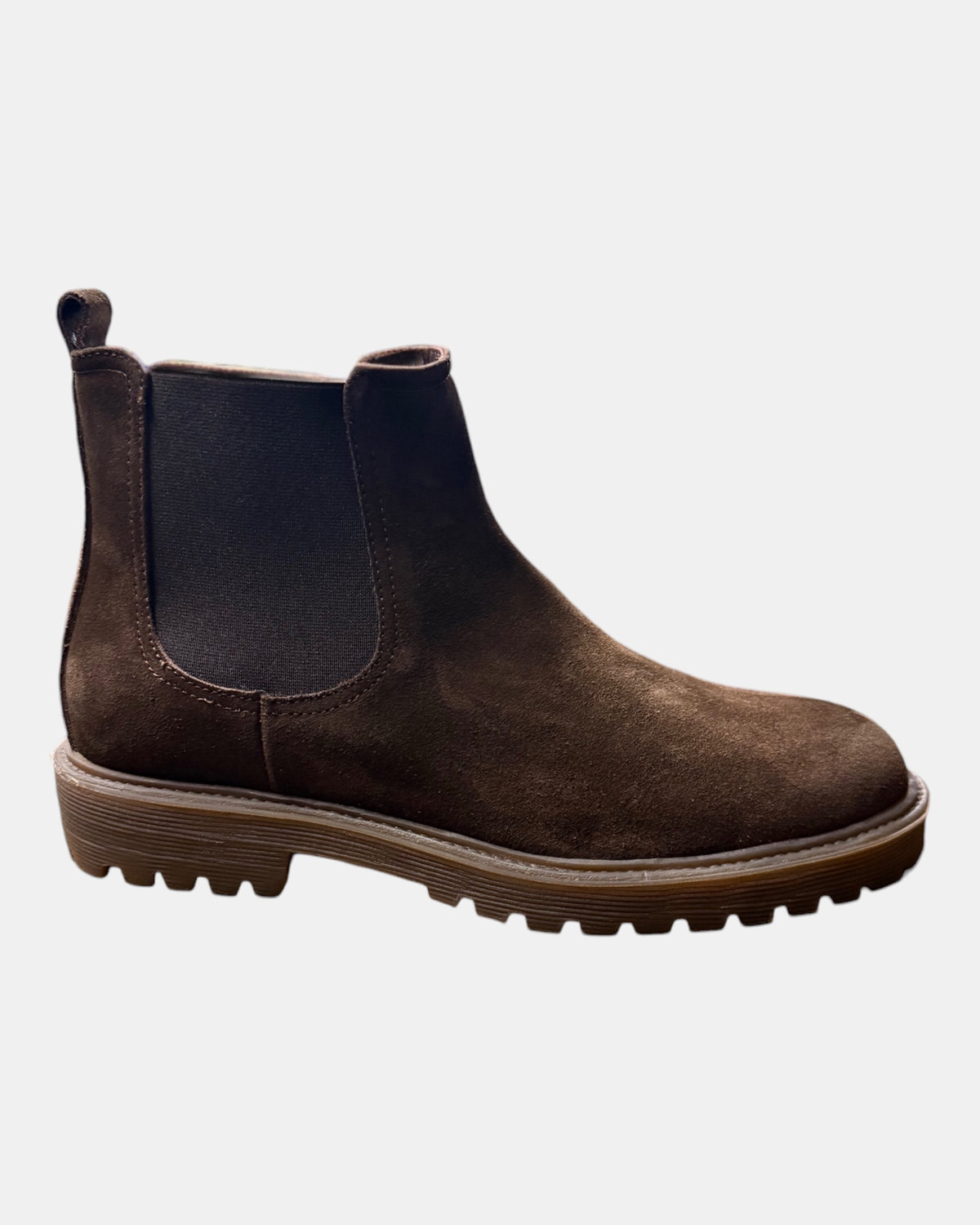 Hundred100 – Chelsea boot in suede con suola carrarmato Testa di moro