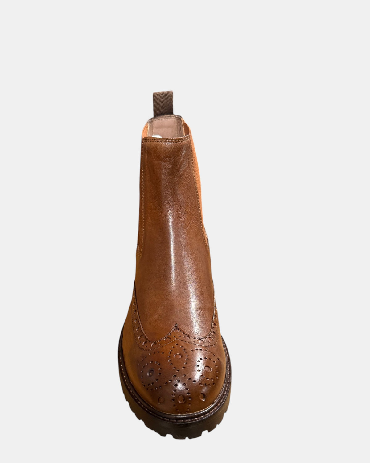 Hundred100 – Chelsea boot in pelle con decoro brogue Cuoio