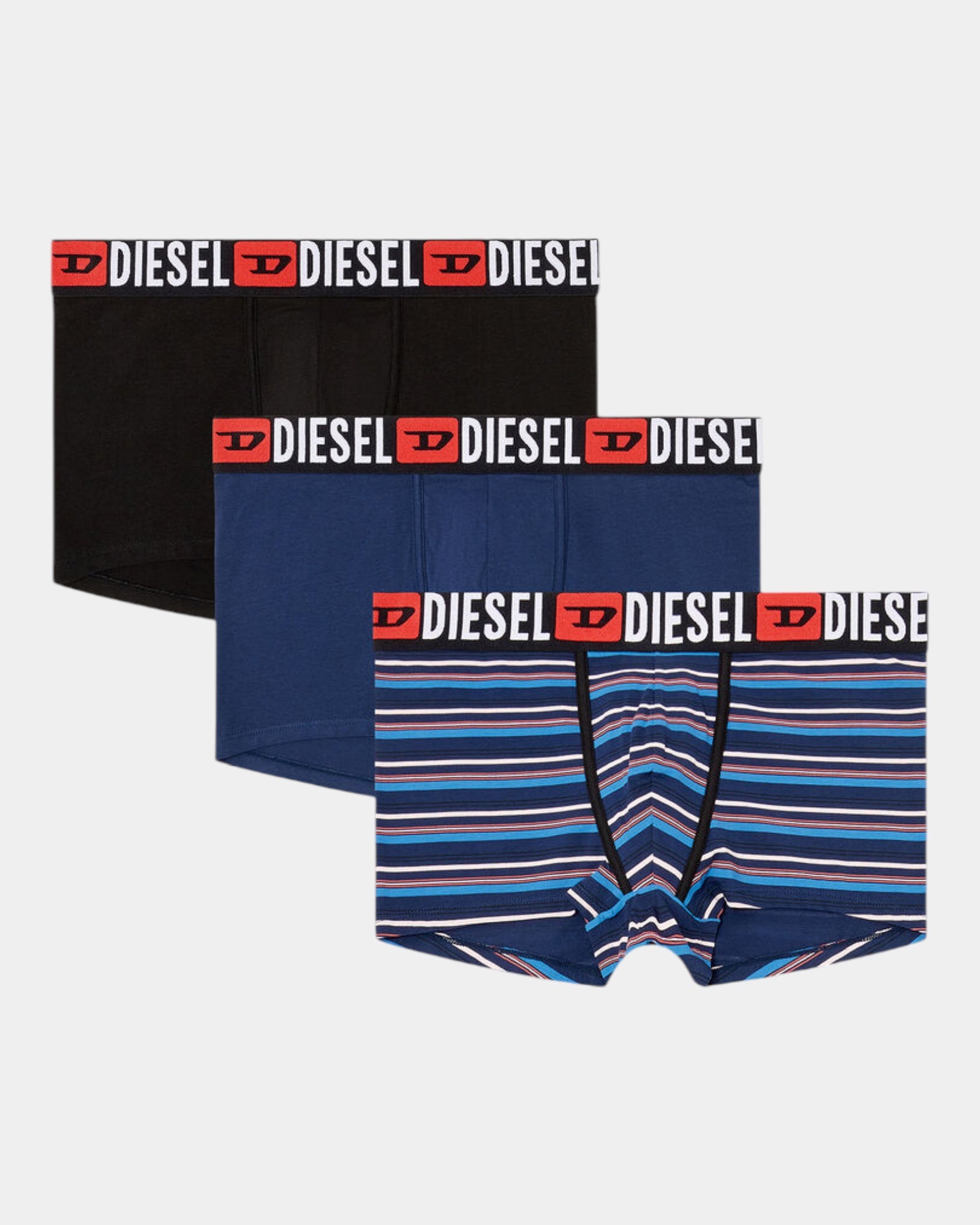 Diesel Set 3 Boxer Righe Blu/Nero