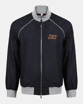 PMDS Ilan – Felpa full zip in misto lana gessato Blu