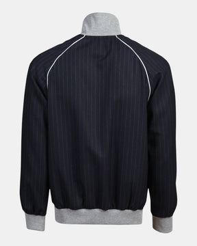 PMDS Ilan – Felpa full zip in misto lana gessato Blu