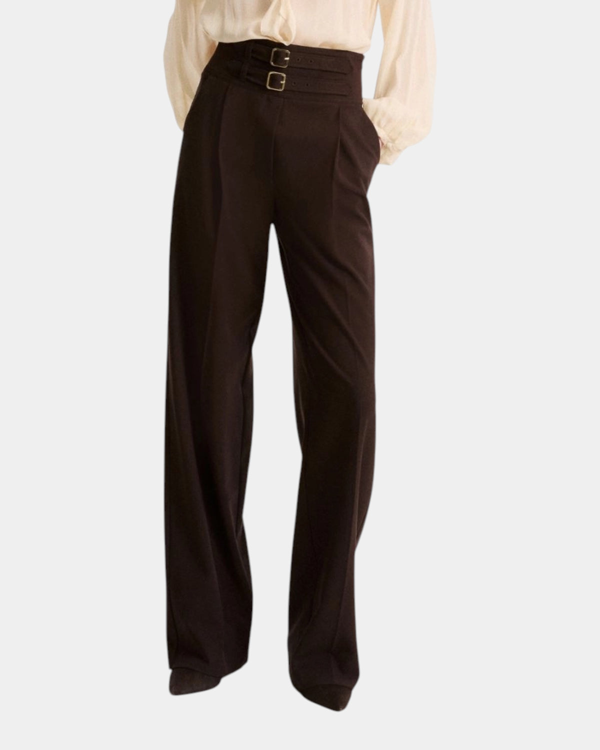 Marella Maranta – Pantalone a vita alta con cinturini