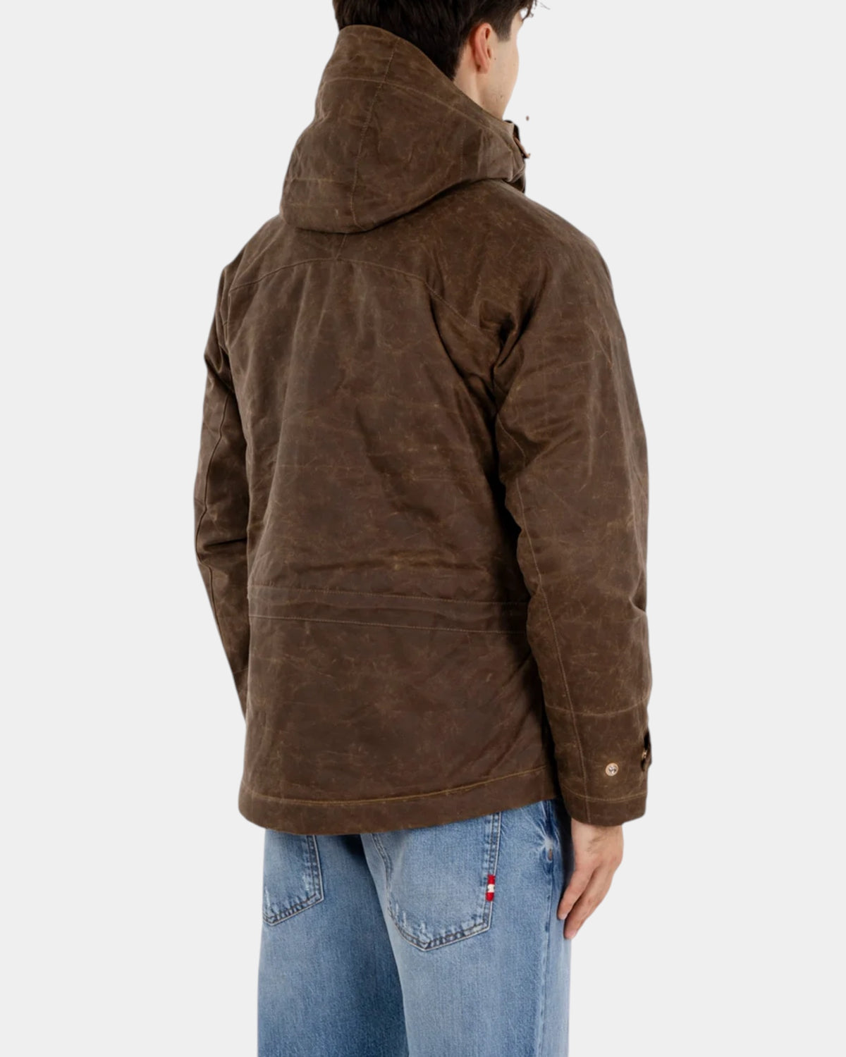 Manifattura Ceccarelli Mountain Jacket 7003 – Giacca in cotone cerato con cappuccio marrone
