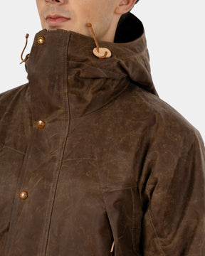 Manifattura Ceccarelli Mountain Jacket 7003 – Giacca in cotone cerato con cappuccio marrone