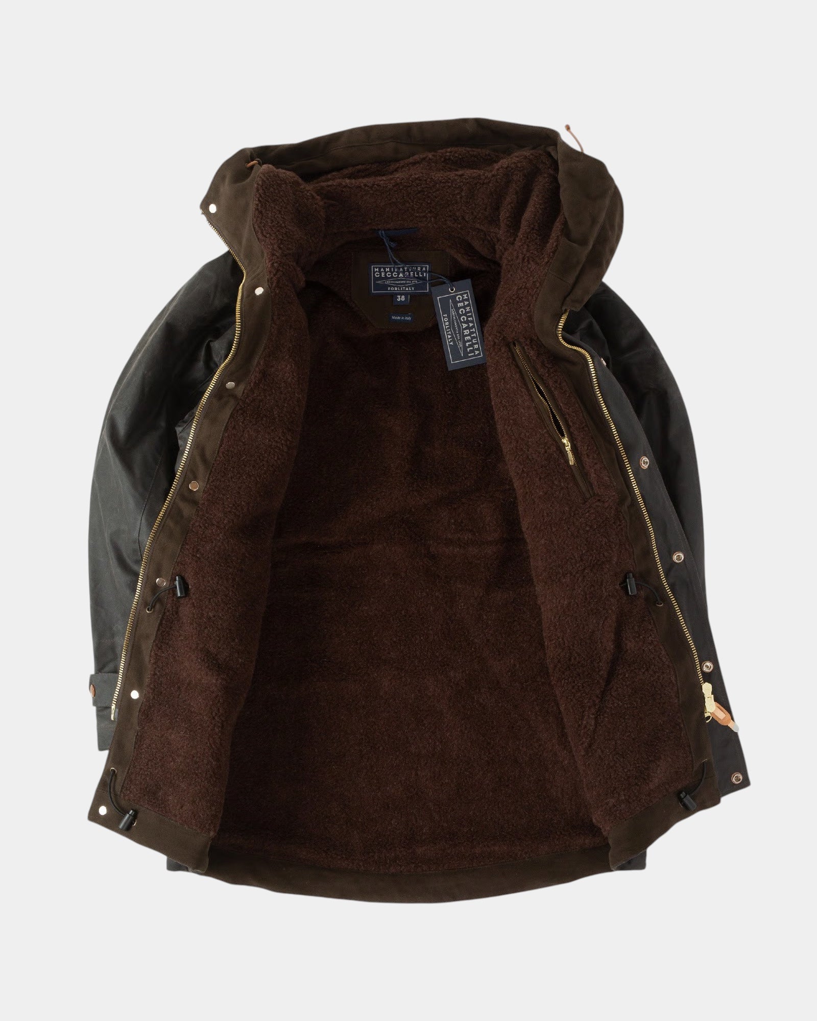 Manifattura Ceccarelli Long Mountain Jacket 7013 – Giacca lunga in cotone cerato con cappuccio
