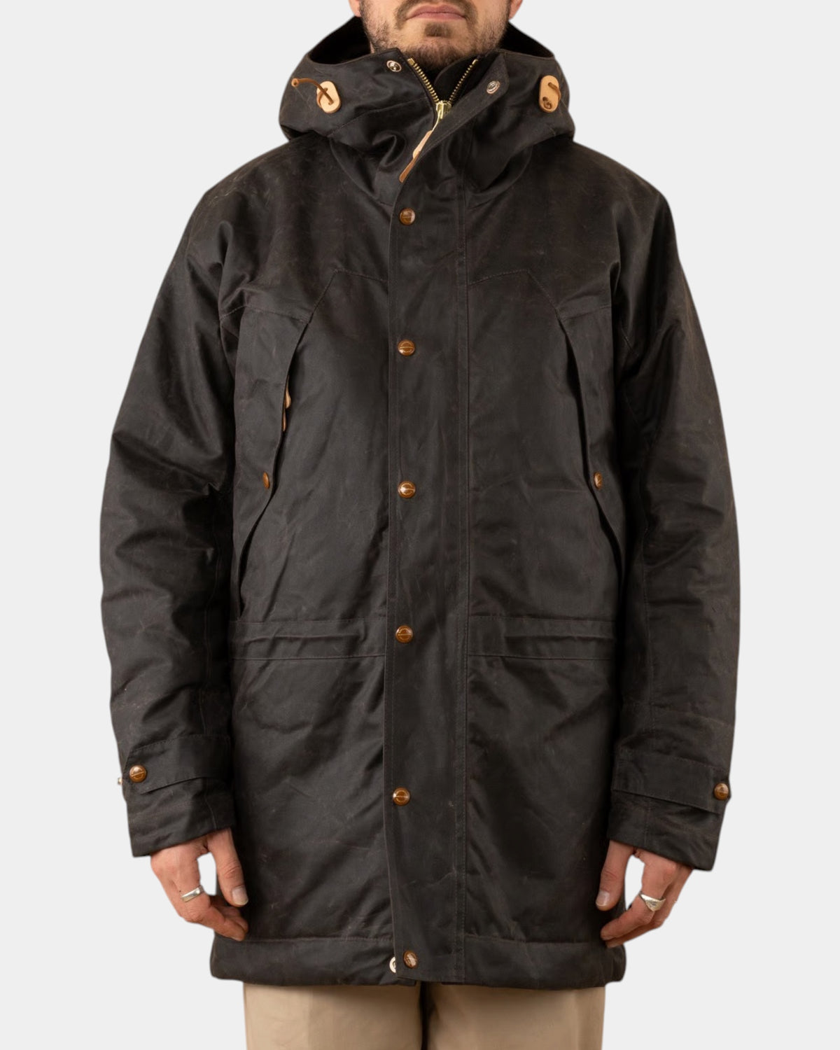 Manifattura Ceccarelli Long Mountain Jacket 7013 – Giacca lunga in cotone cerato con cappuccio