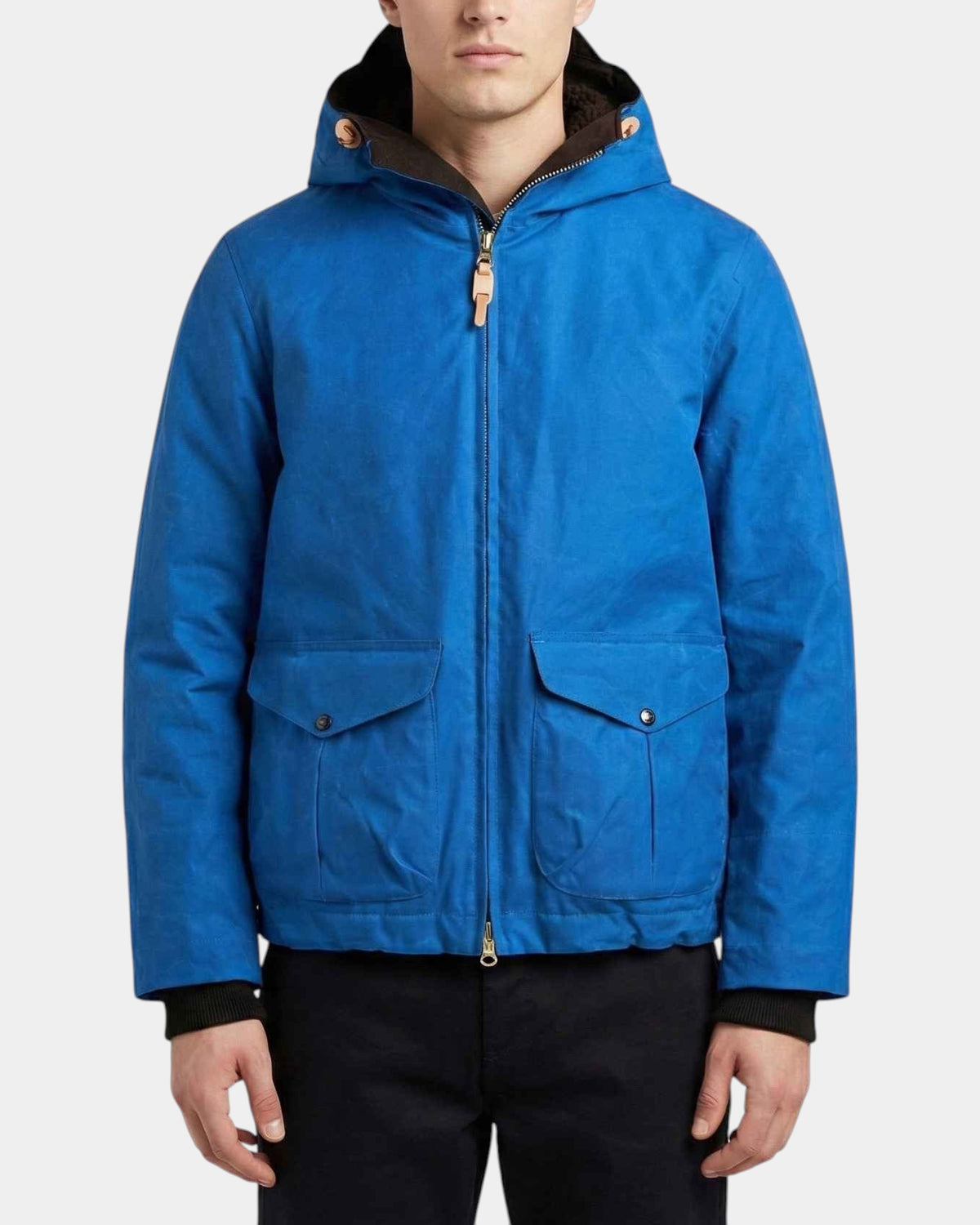 Manifattura Ceccarelli Blazer Coat 7066 – Giaccone in cotone cerato con cappuccio blu
