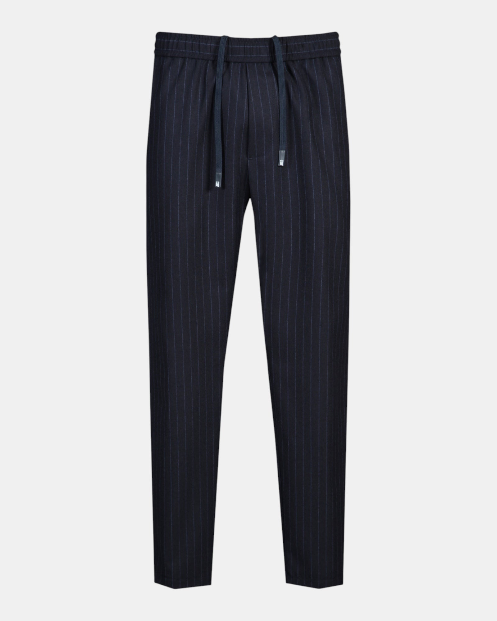 PMDS Ilan – Pantalone gessato in misto lana con coulisse Blu