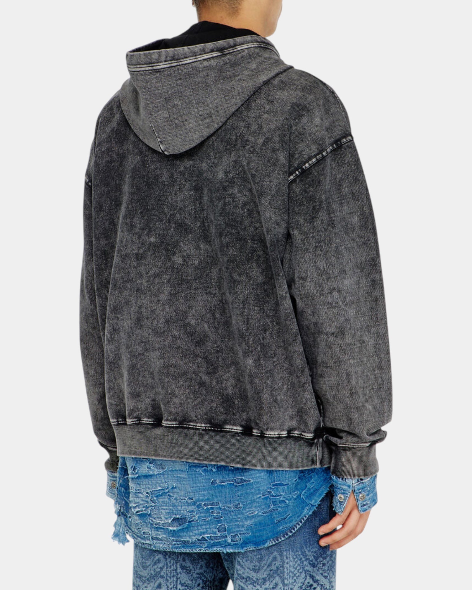 Diesel Felpa con Cappuccio S-Boxt-Hood-Tuk Effetto Denim