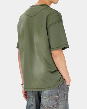 Diesel T-shirt T-Pock Effetto Sbiadito Verde militare