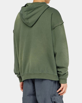 Diesel Felpa con Cappuccio S-Pock-Hood Verde militare