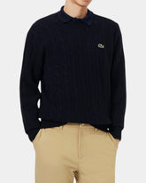 Lacoste Maglione girocollo a trecce in lana