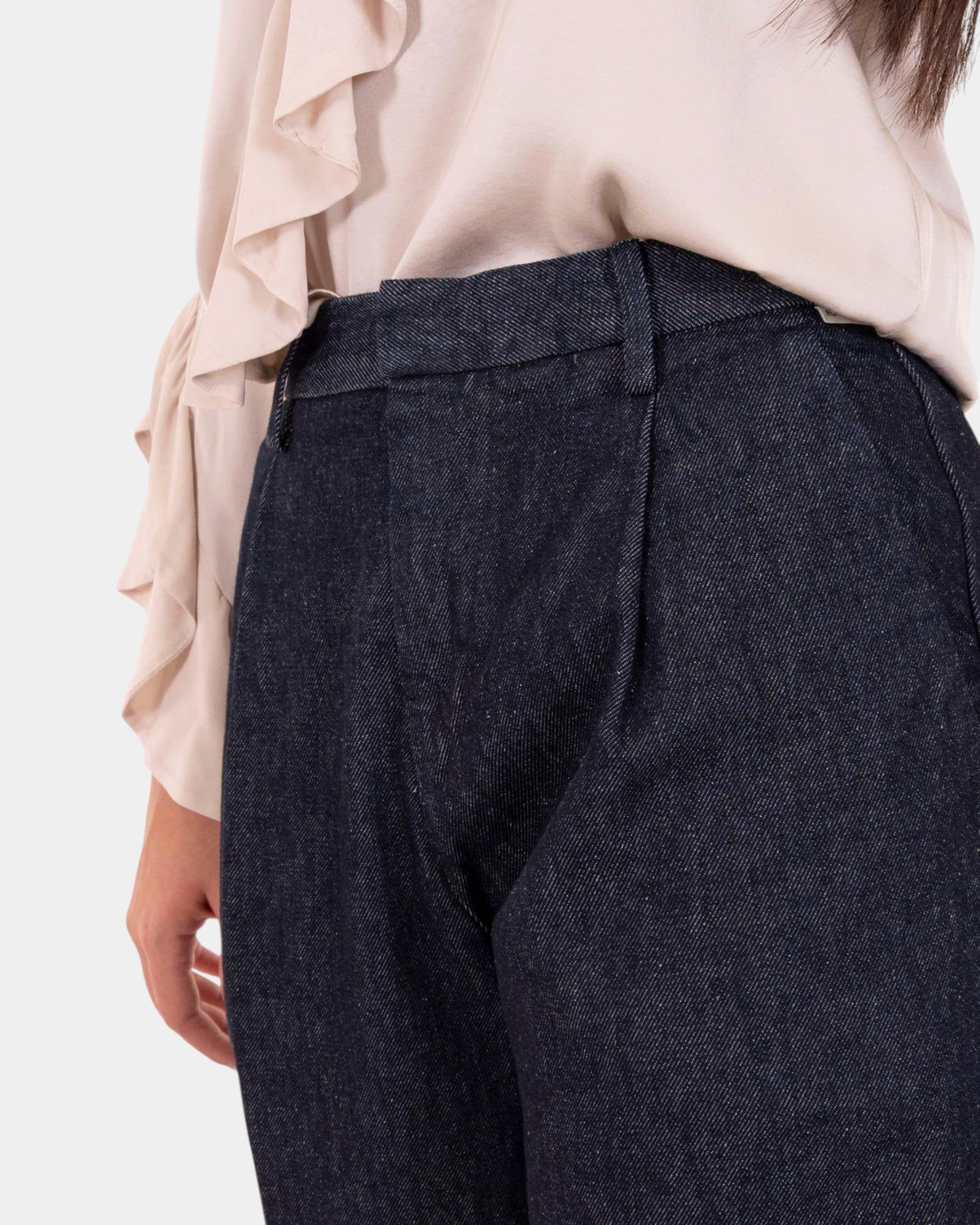 Roy Roger's Maemi – Pantalone chino in denim con pinces Blu