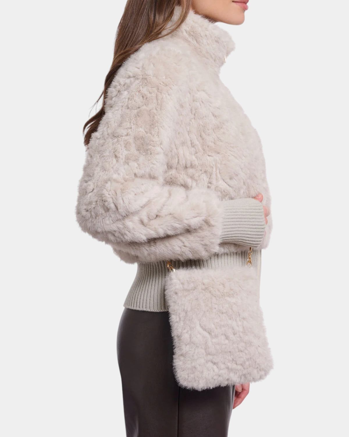 Rino & Pelle Doxa – Mini borsa a tracolla in ecopelliccia Beige