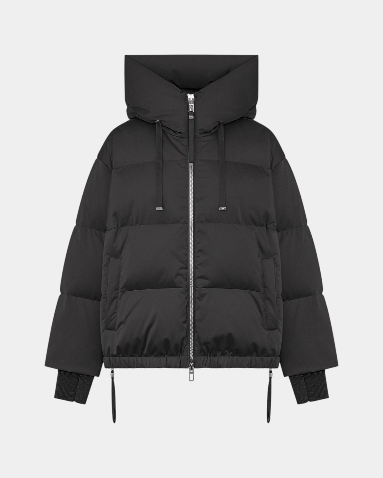 Duno Heka M – Piumino corto oversize in raso tecnico con cappuccio