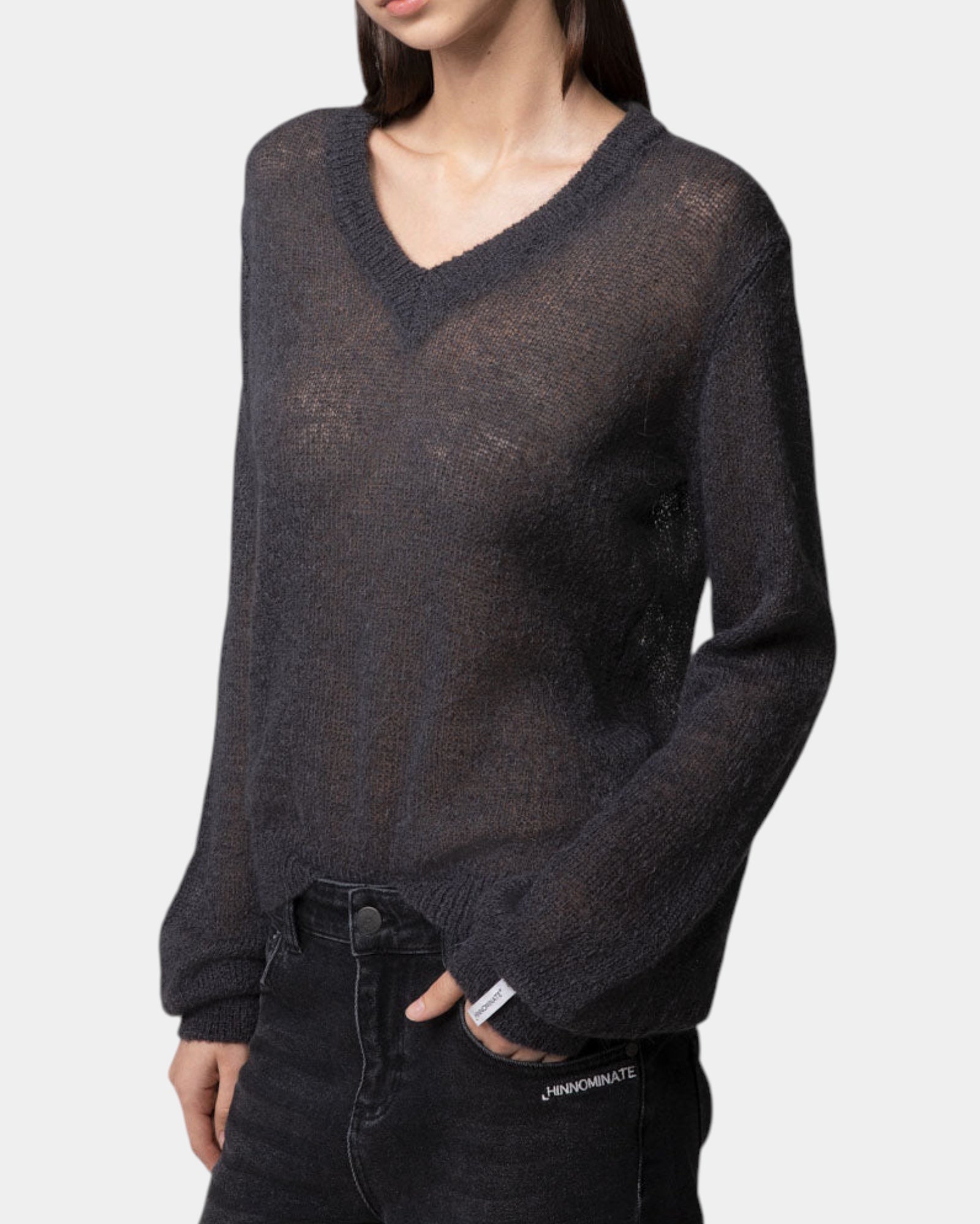 Hinnominate – Maglia con scollo a V misto mohair