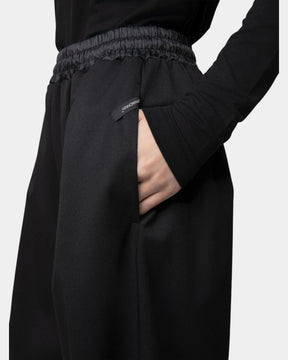 Hinnominate – Pantalone con pinces e coulisse in misto lana Nero