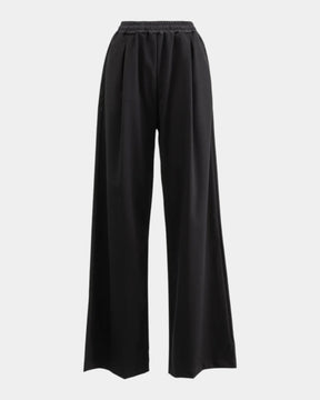 Hinnominate – Pantalone con pinces e coulisse in misto lana Nero