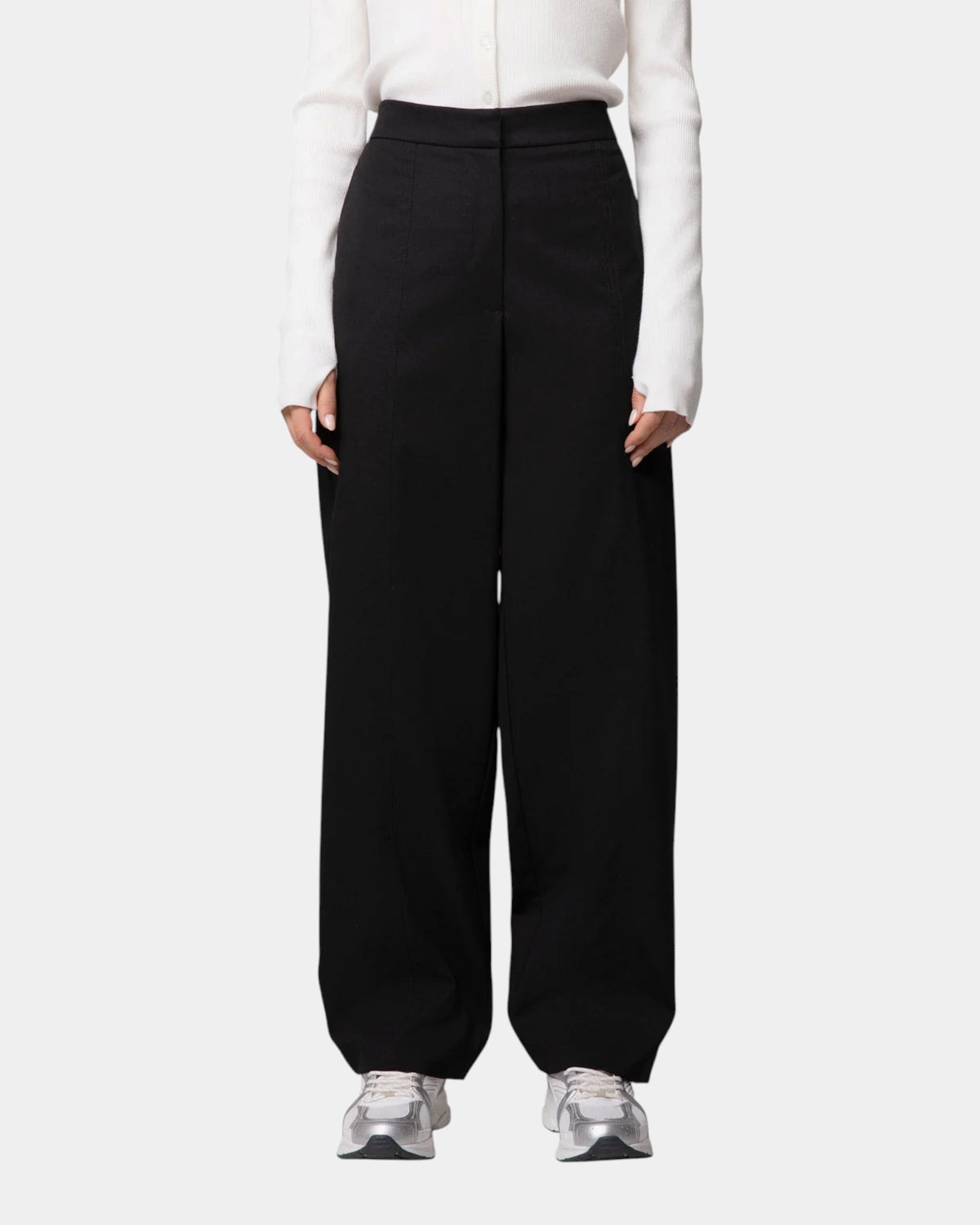 Hinnominate – Pantalone banana in misto lana Nero