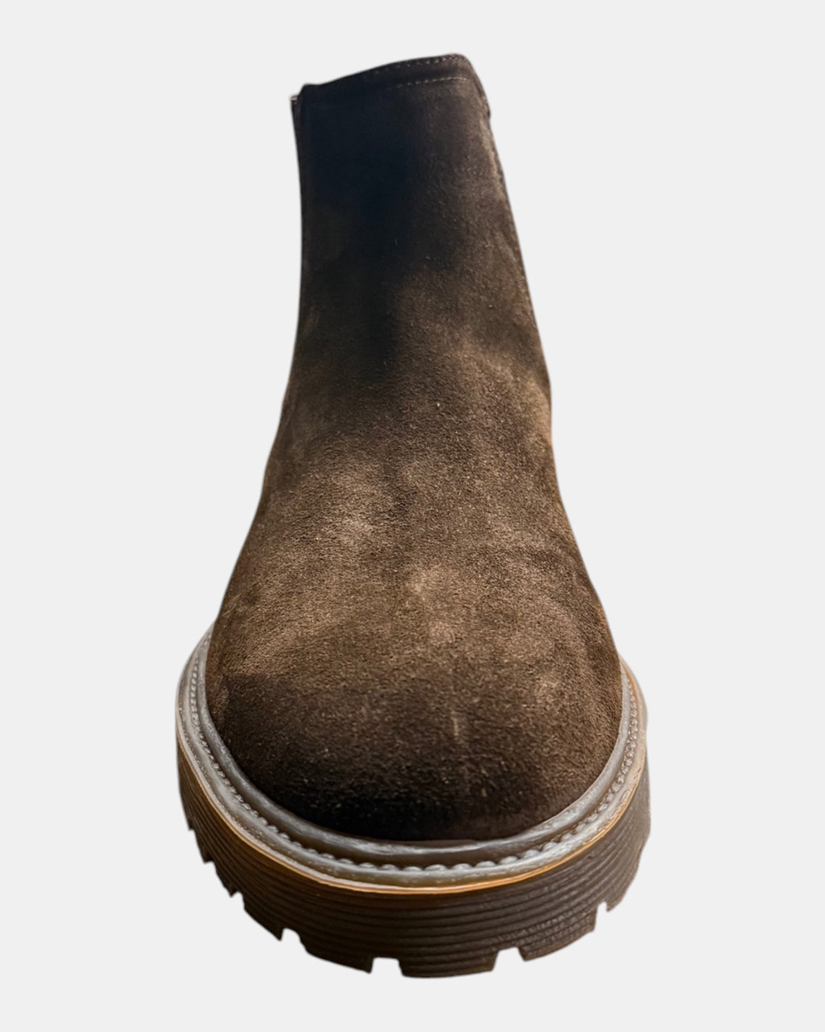 Hundred100 – Chelsea boot in suede con suola carrarmato Testa di moro
