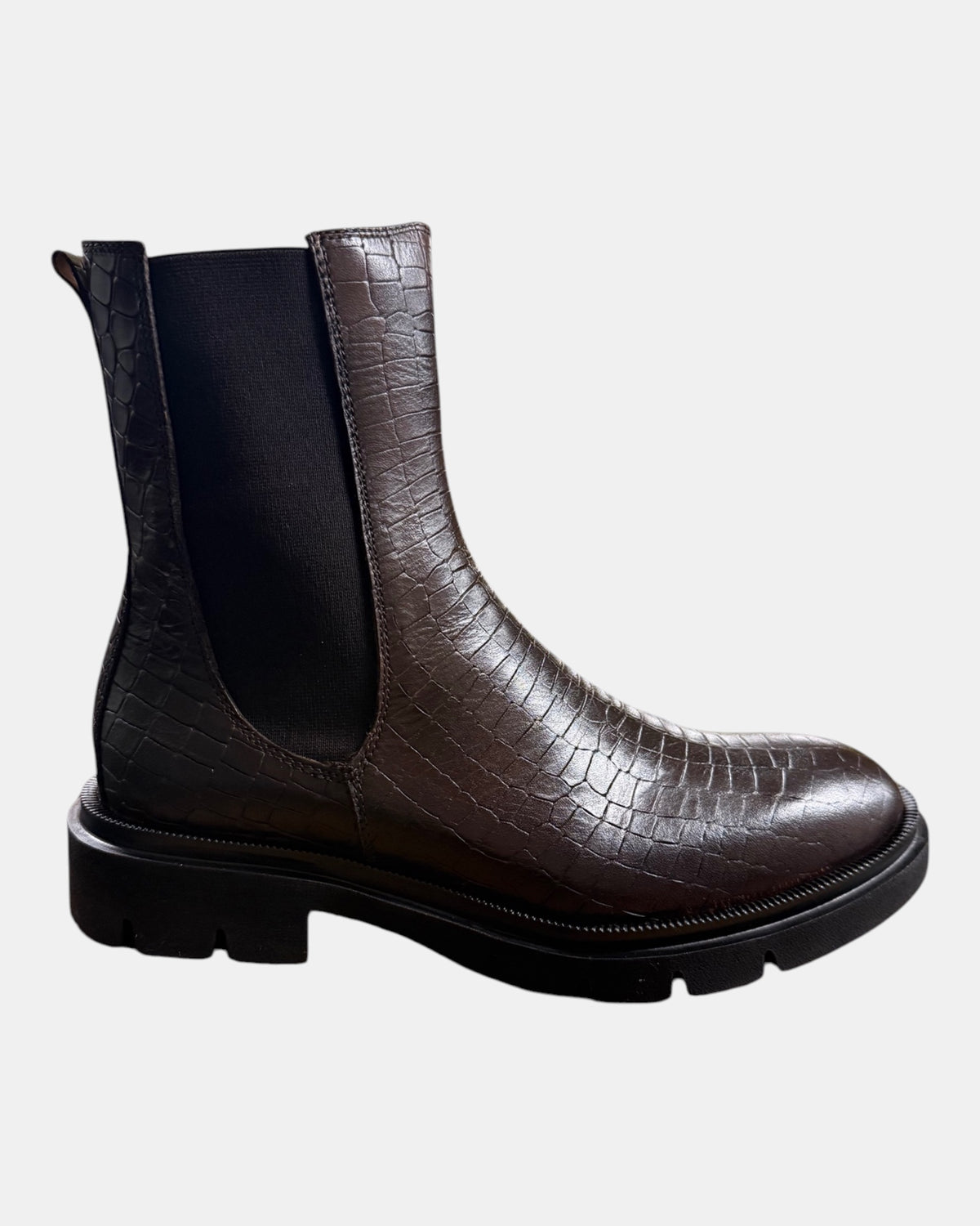 Hundred100 – Chelsea boot in pelle stampa cocco con suola carrarmato Marrone