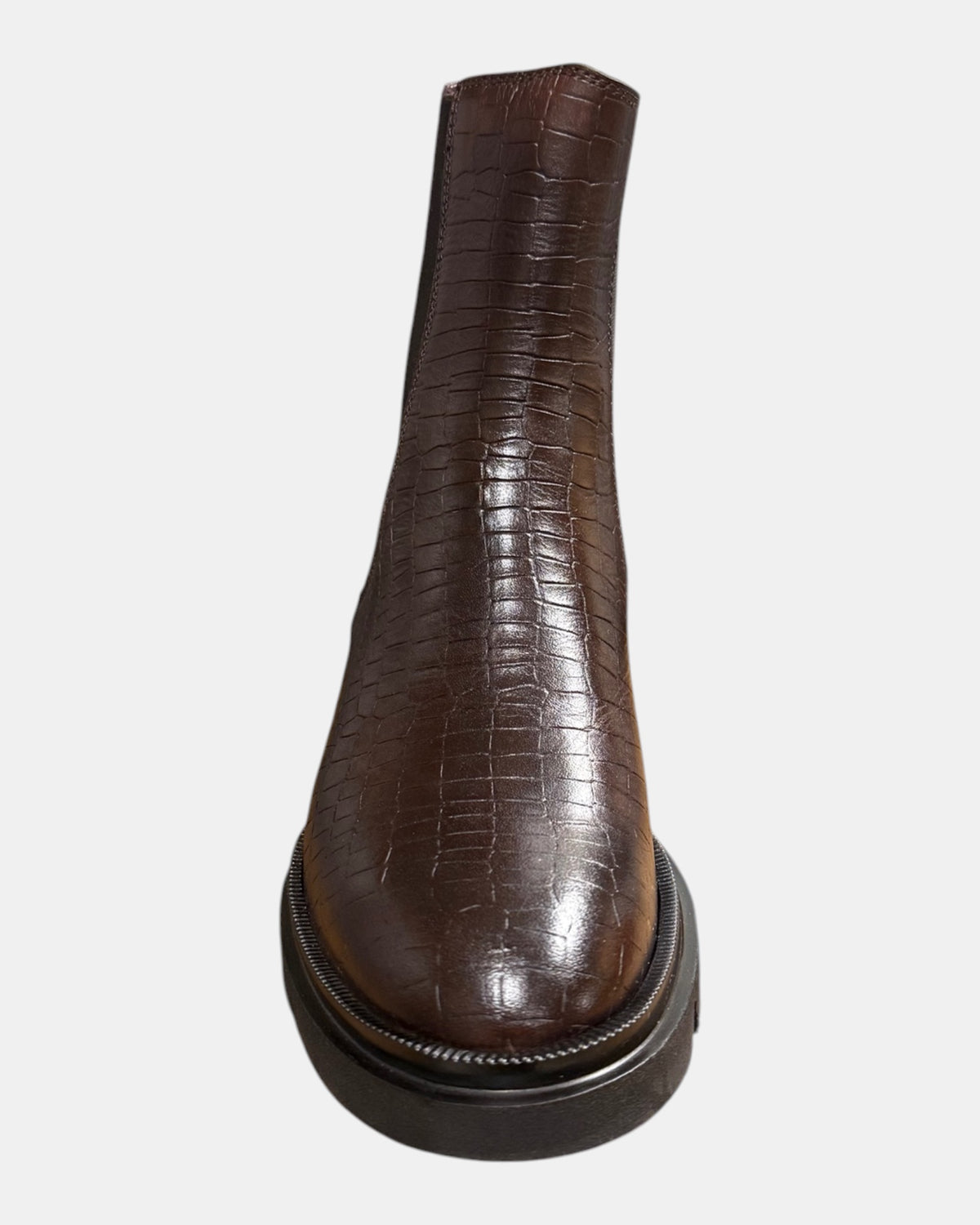 Hundred100 – Chelsea boot in pelle stampa cocco con suola carrarmato Marrone