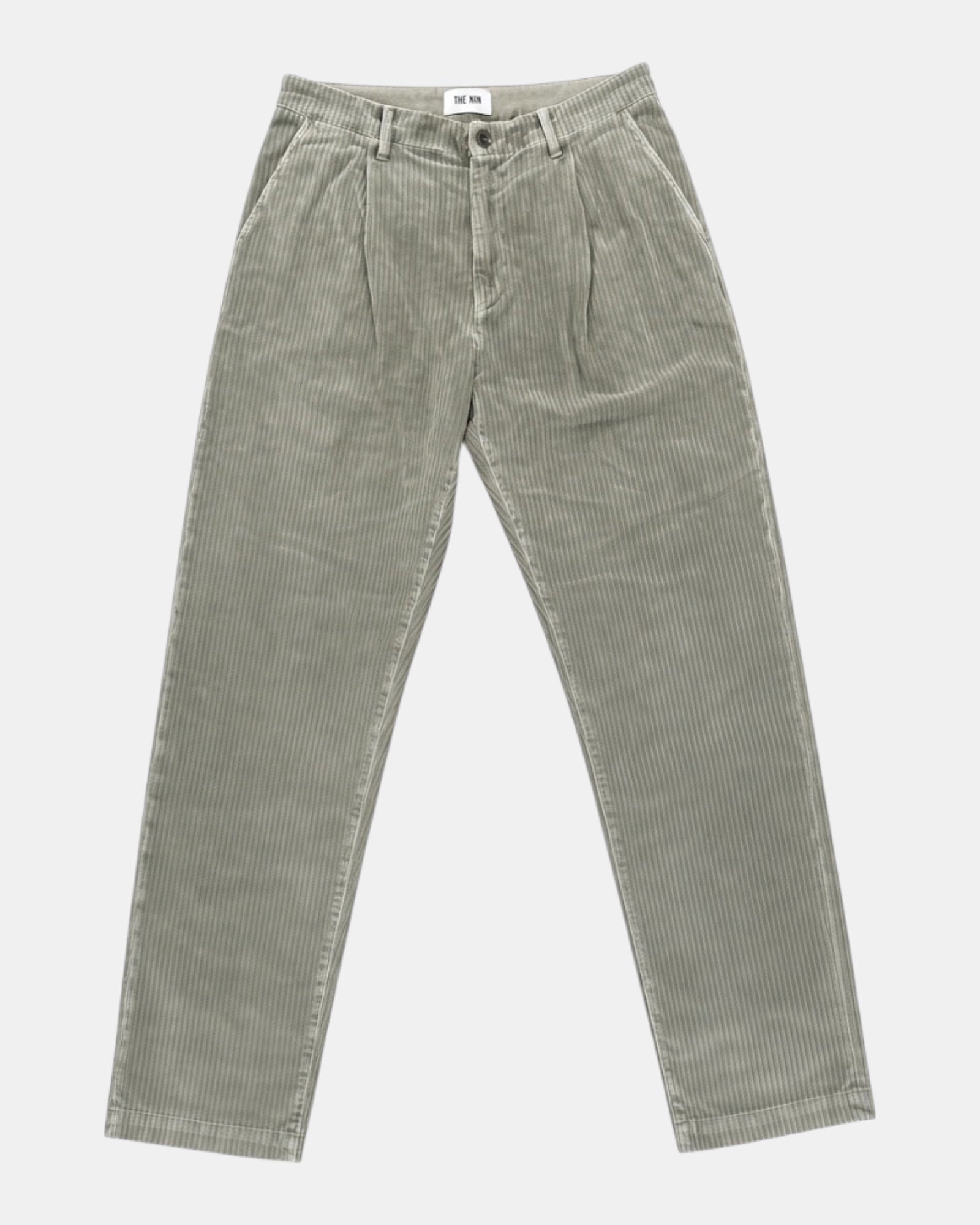 The.Nim Standard – Pantalone chino carrot con pinces in velluto a coste Verde salvia