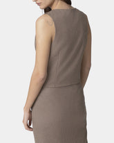 Mar de Margaritas – Gilet monopetto Micro pied de poule cammello
