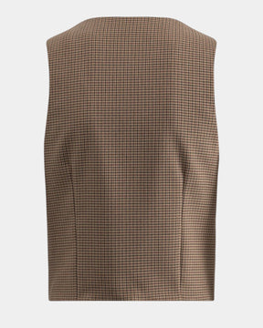 Mar de Margaritas – Gilet monopetto Micro pied de poule cammello