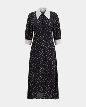 Mar de Margaritas – Abito midi con colletto a camicia Nero