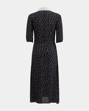 Mar de Margaritas – Abito midi con colletto a camicia Nero