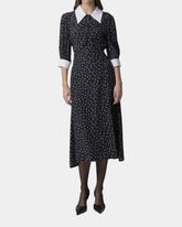 Mar de Margaritas – Abito midi con colletto a camicia Nero