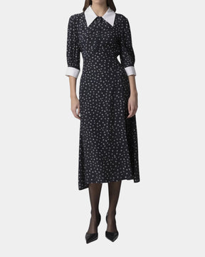 Mar de Margaritas – Abito midi con colletto a camicia Nero