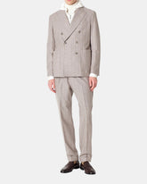 Manuel Ritz – Abito doppiopetto gessato in misto lana Beige