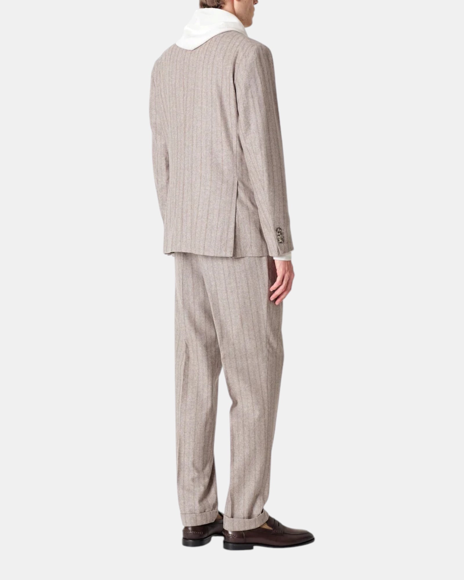 Manuel Ritz – Abito doppiopetto gessato in misto lana Beige