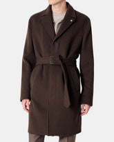 Manuel Ritz – Cappotto monopetto con cintura in misto lana Marrone