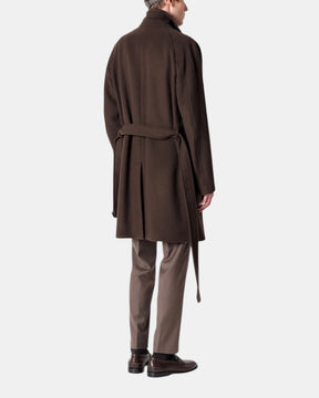 Manuel Ritz – Cappotto monopetto con cintura in misto lana Marrone