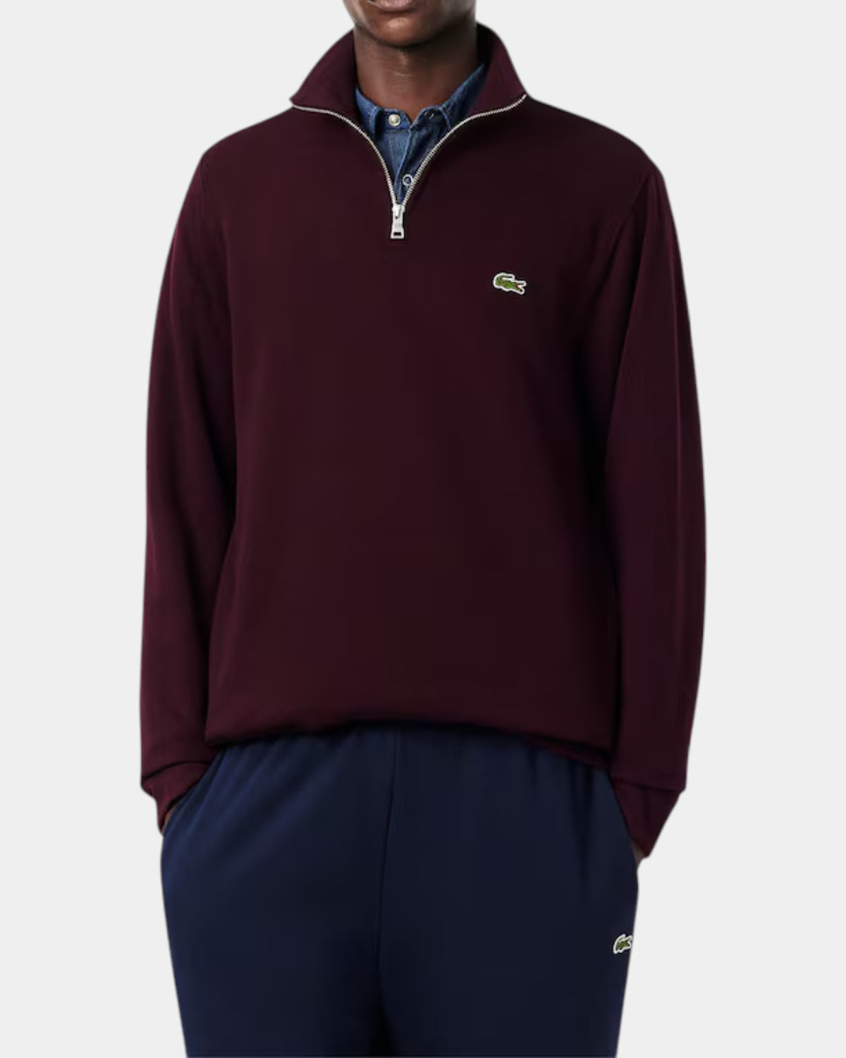 Lacoste Felpa Interlock a Collo Alto con Zip