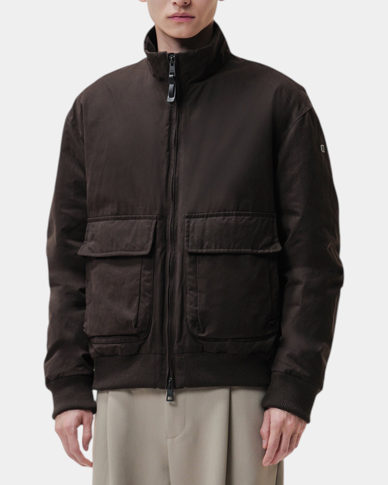 Duno Sylon – Bomber in cotone tecnico cerato Marrone scuro