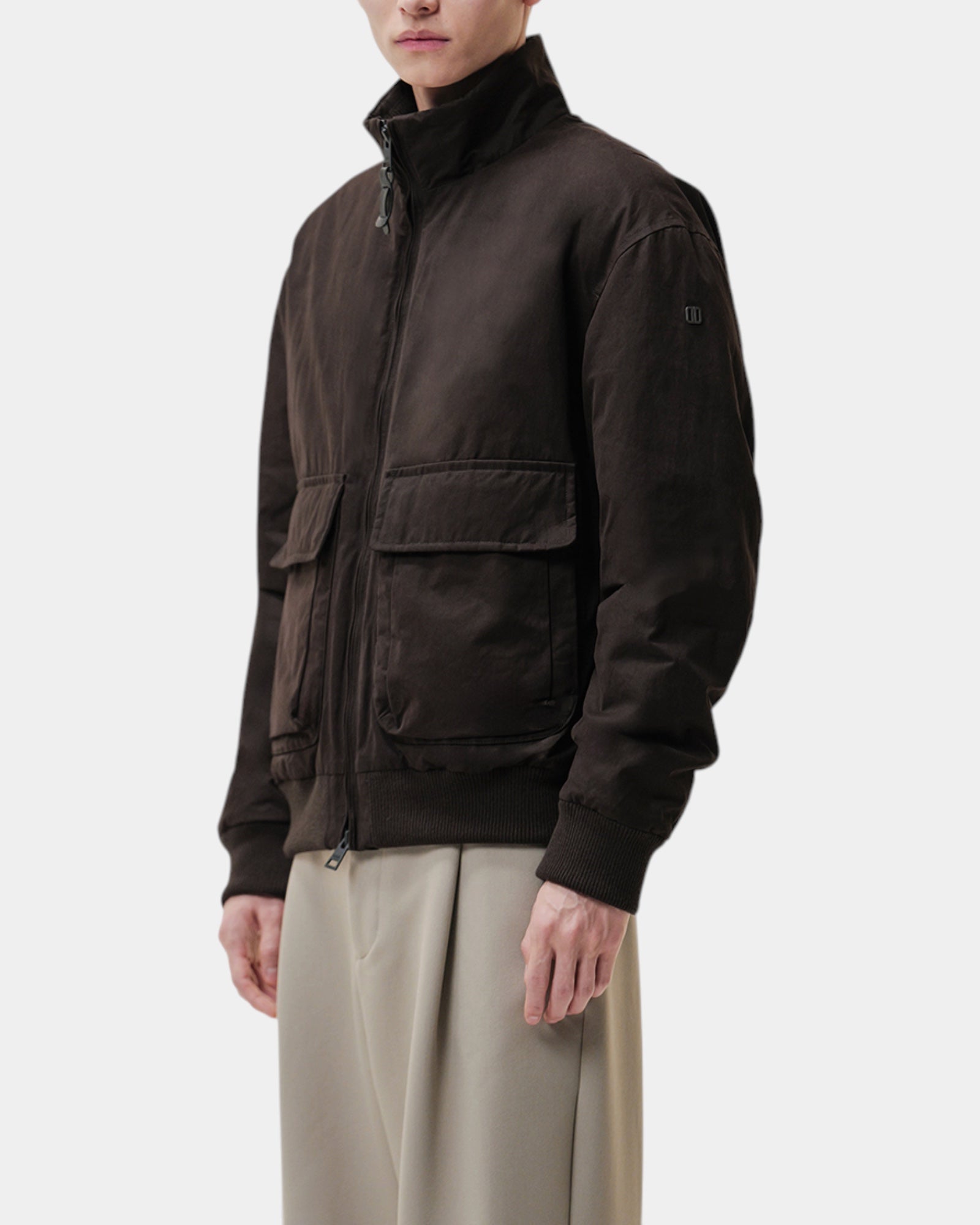 Duno Sylon – Bomber in cotone tecnico cerato Marrone scuro