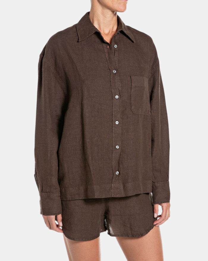 CAMICIA OVER IN LINO W2388-529