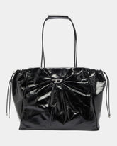 Diesel Borsa Tote Scrunch-D East-West in Pelle Lucida Nero
