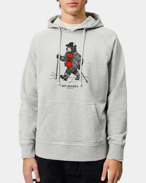 Roy Roger's – Felpa con cappuccio e stampa Hiking Bear Grigia
