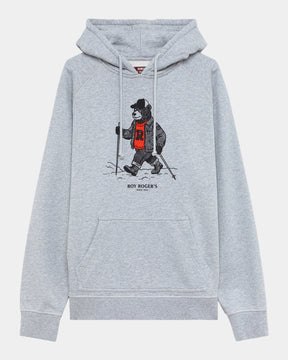 Roy Roger's – Felpa con cappuccio e stampa Hiking Bear Grigia