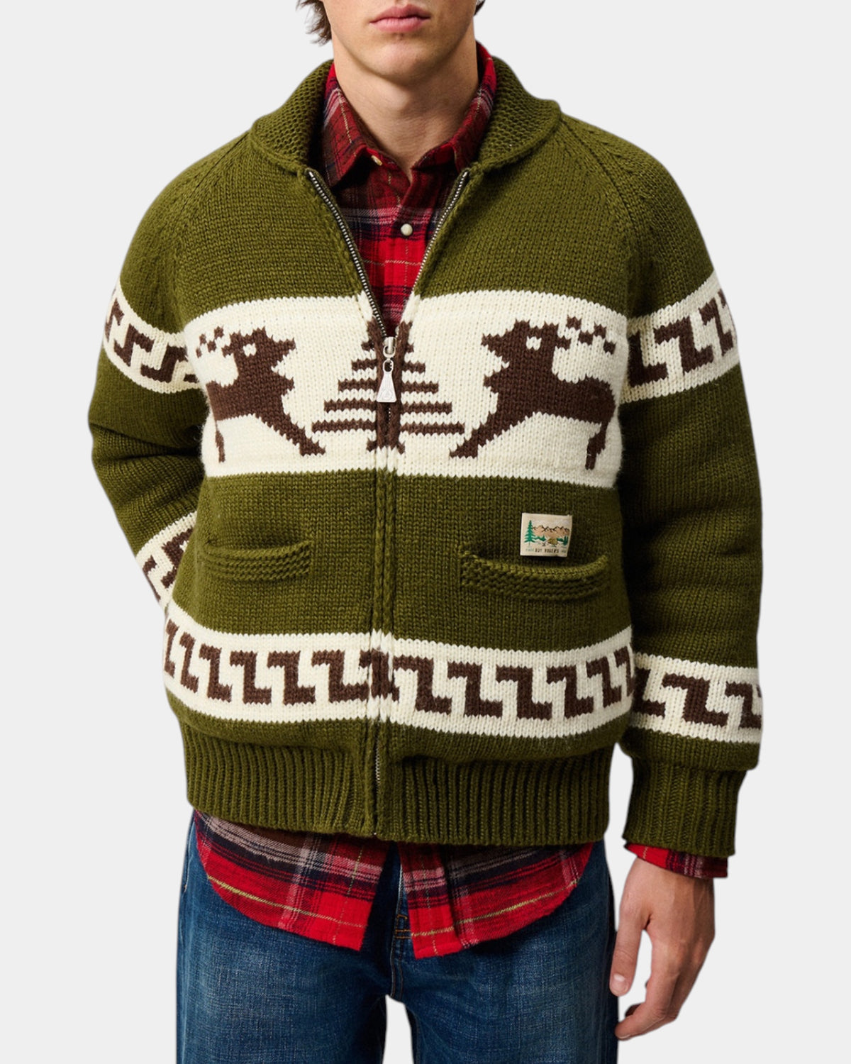 Roy Roger's Cowichan – Giacca imbottita in maglia jacquard Verde